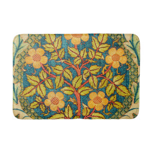 William Morris Rose Wreath: Classic Arts & Crafts Bath Mat