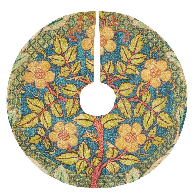 William Morris Rose Wreath: Classic Arts & Crafts  Brushed Polyester Tree Skirt (Front)