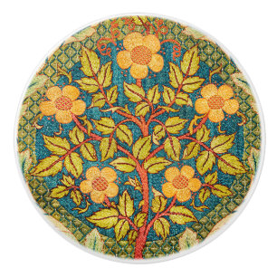 William Morris Rose Wreath: Classic Arts & Crafts  Ceramic Knob