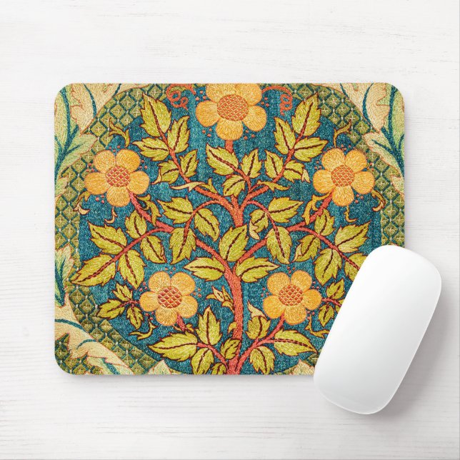William Morris Rose Wreath: Classic Arts & Crafts  Mouse Pad (With Mouse)