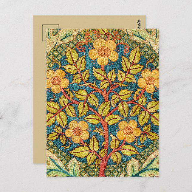 William Morris Rose Wreath: Classic Arts & Crafts  Postcard (Front/Back)