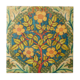 William Morris Rose Wreath: Classic Arts & Crafts Tile