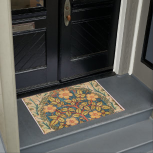 William Morris Rose Wreath  Doormat