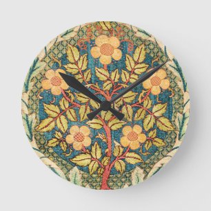William Morris Rose Wreath Round Clock