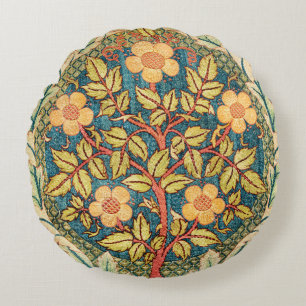 William Morris Rose Wreath  Round Pillow
