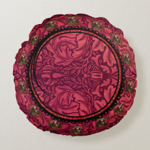 William * Morris Round Gorgeous Vintage Santa Round Pillow