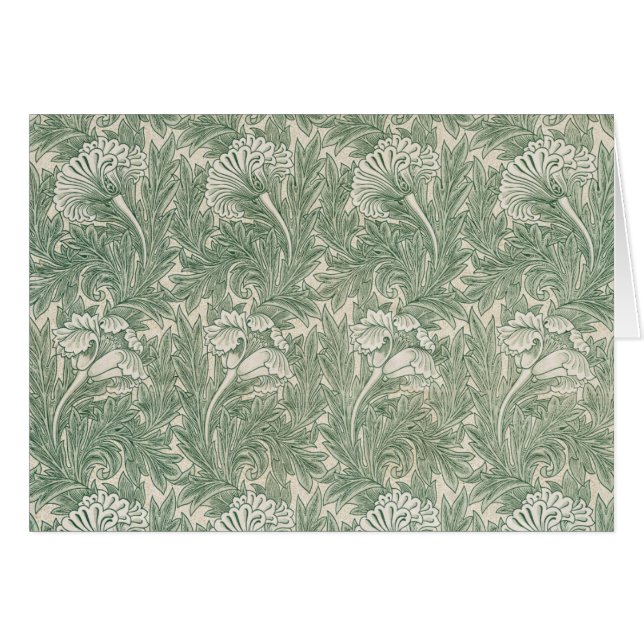 William Morris Sage Green Tulip Pattern: Vintage (Front Horizontal)