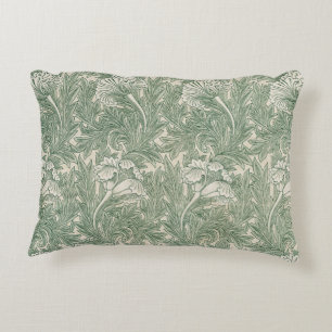 William Morris Sage Green Tulip Pattern: Vintage Accent Pillow