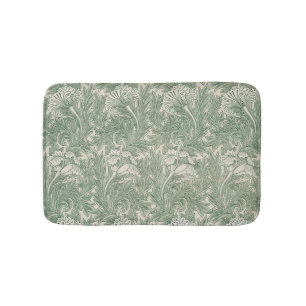 William Morris Sage Green Tulip Pattern: Vintage Bath Mat