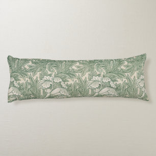 William Morris Sage Green Tulip Pattern: Vintage Body Pillow