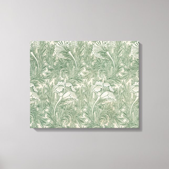 William Morris Sage Green Tulip Pattern: Vintage Canvas Print (Front)