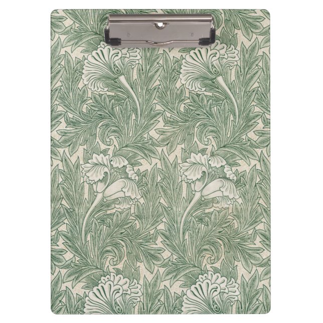 William Morris Sage Green Tulip Pattern: Vintage Clipboard (Front)