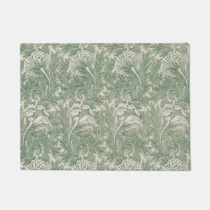 William Morris Sage Green Tulip Pattern: Vintage Doormat