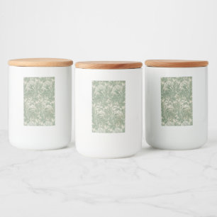 William Morris Sage Green Tulip Pattern: Vintage Food Label
