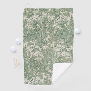 William Morris Sage Green Tulip Pattern: Vintage Golf Towel