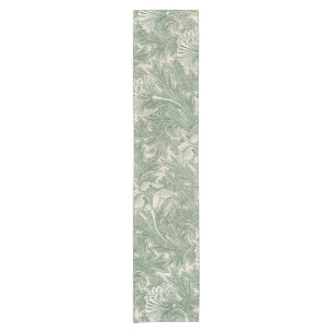 William Morris Sage Green Tulip Pattern: Vintage Short Table Runner