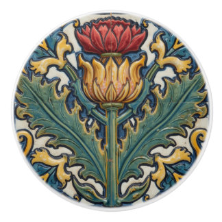 William Morris Scottish Thistle vintage floral Ceramic Knob