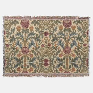 William Morris Scottish Thistle vintage floral Throw Blanket