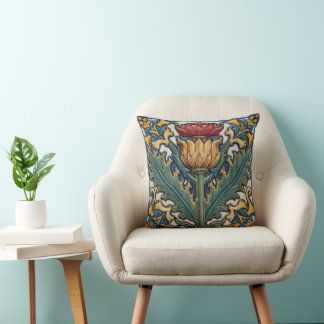 William Morris Scottish Thistle vintage floral Throw Pillow