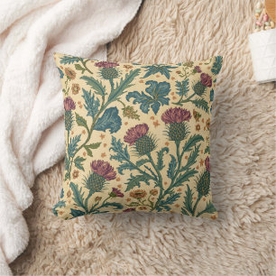 William Morris Scottish Thistle vintage floral Throw Pillow