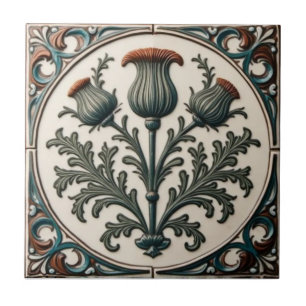 William Morris Scottish Thistle vintage floral  Tile
