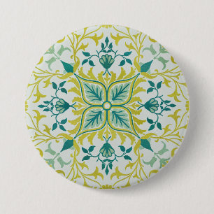 William Morris Seamless Ceiling Lime Green Pattern 3 Inch Round Button