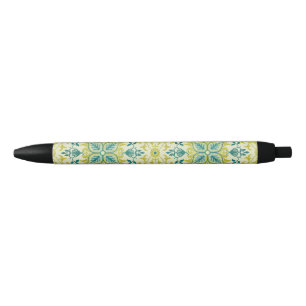 William Morris Seamless Ceiling Lime Green Pattern Black Ink Pen