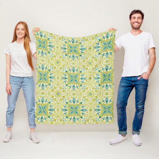 William Morris Seamless Ceiling Lime Green Pattern Fleece Blanket