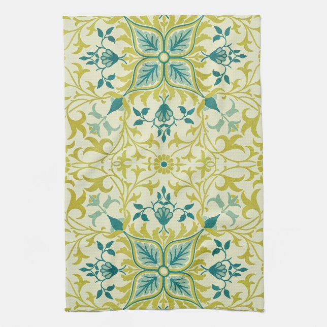 William Morris Seamless Ceiling Lime Green Pattern Kitchen Towel (Vertical)