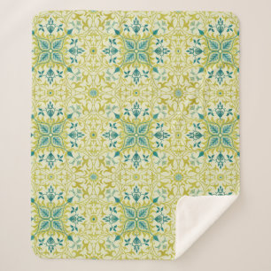 William Morris Seamless Ceiling Lime Green Pattern Sherpa Blanket