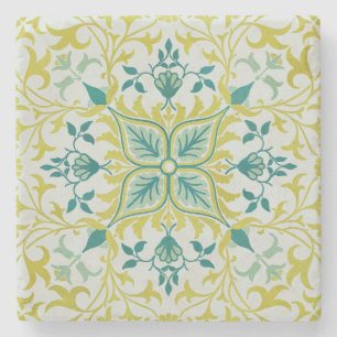William Morris Seamless Ceiling Lime Green Pattern Stone Coaster