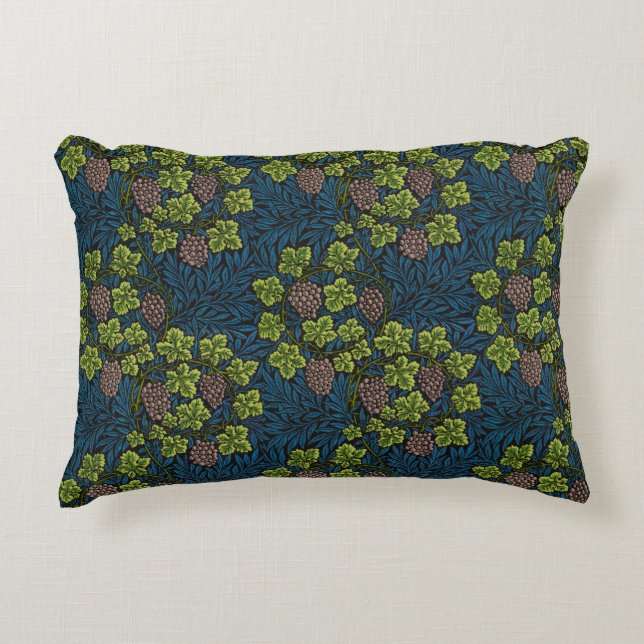 William Morris Seamless Grape Vine Black Pattern Accent Pillow (Front)