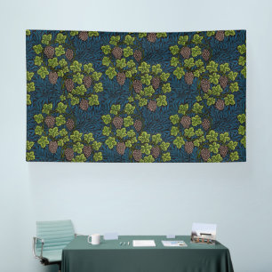 William Morris Seamless Grape Vine Black Pattern Banner