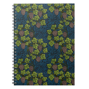 William Morris Seamless Grape Vine Black Pattern Notebook