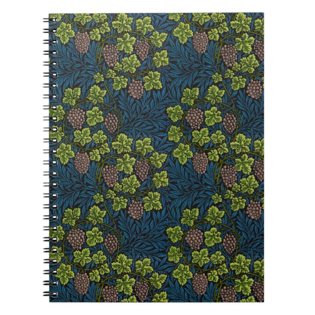 William Morris Seamless Grape Vine Black Pattern Notebook (Front)