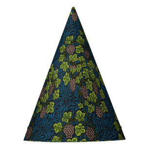 William Morris Seamless Grape Vine Black Pattern Party Hat