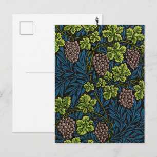 William Morris Seamless Grape Vine Black Pattern Postcard