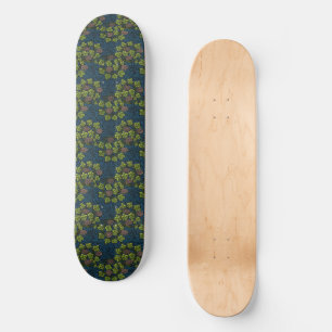 William Morris Seamless Grape Vine Black Pattern Skateboard