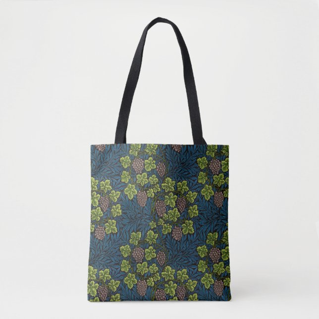 William Morris Seamless Grape Vine Black Pattern Tote Bag (Front)