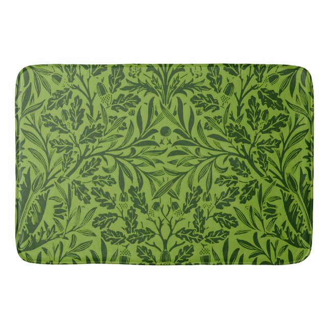 William Morris Seamless Green Oak Leaf Pattern Bath Mat (Front)