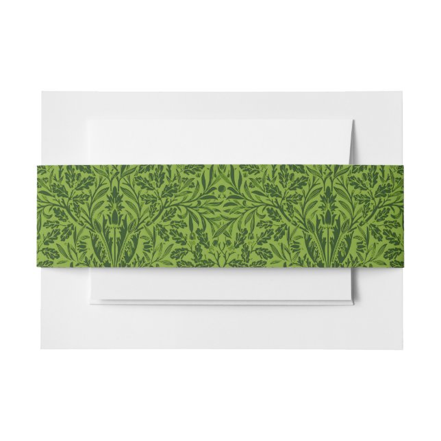 William Morris Seamless Green Oak Leaf Pattern Invitation Belly Band (Front Example)