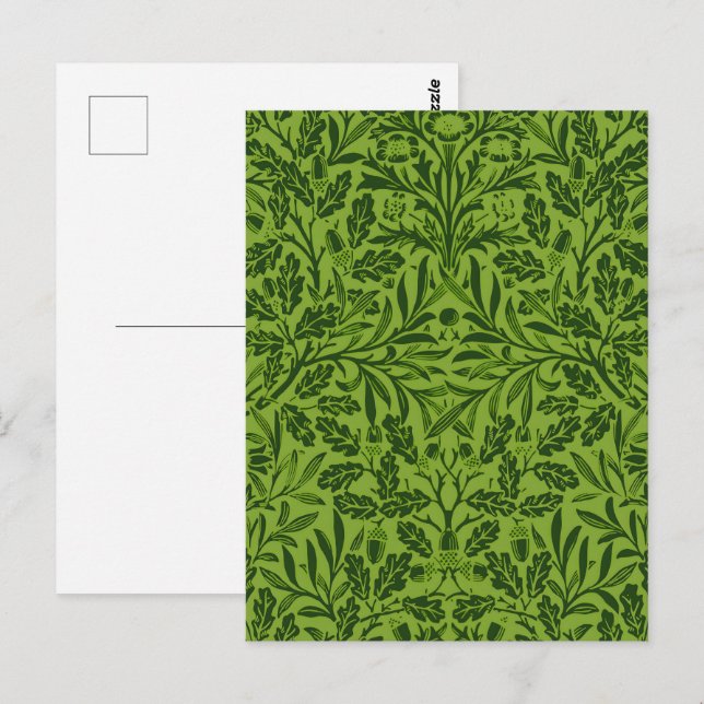 William Morris Seamless Green Oak Leaf Pattern Postcard (Front/Back)