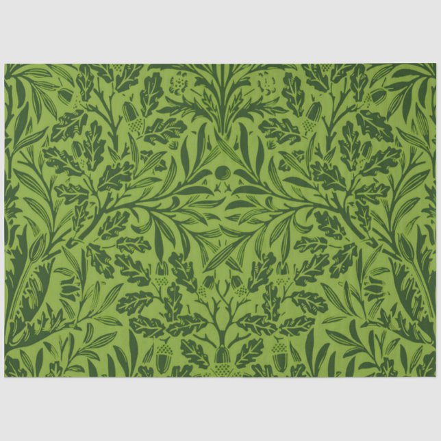 William Morris Seamless Green Oak Leaf Pattern Tissue Paper (Front)