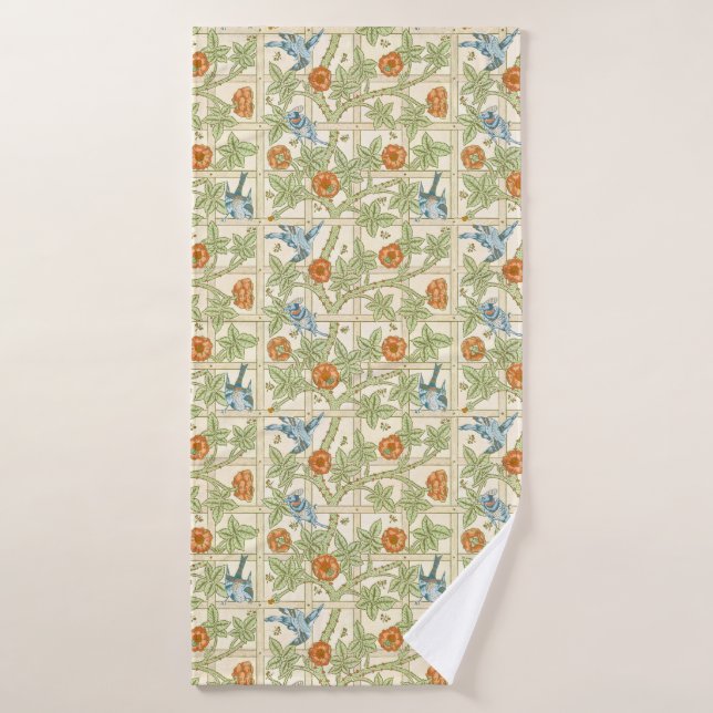 William Morris Seamless Trellis Bird Rose Pattern Bath Towel Set (Bath Towel)