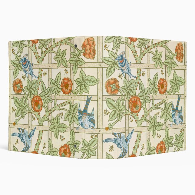 William Morris Seamless Trellis Bird Rose Pattern Binder (Background)