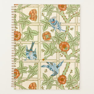 William Morris Seamless Trellis Bird Rose Pattern Planner