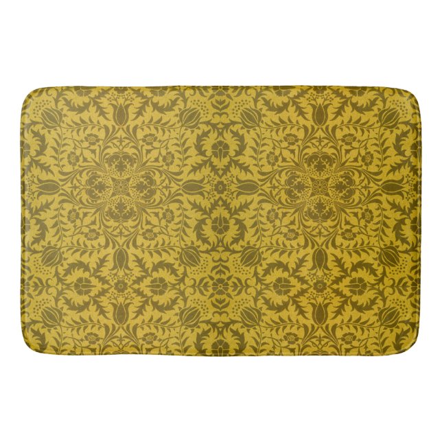William Morris Seamless Vine Gold Yellow Pattern Bath Mat (Front)