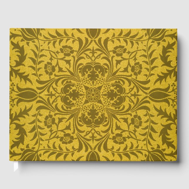 William Morris Seamless Vine Gold Yellow Pattern Guest Book (Front)