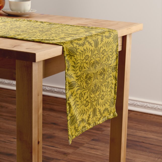 William Morris Seamless Vine Gold Yellow Pattern Long Table Runner (In Situ)