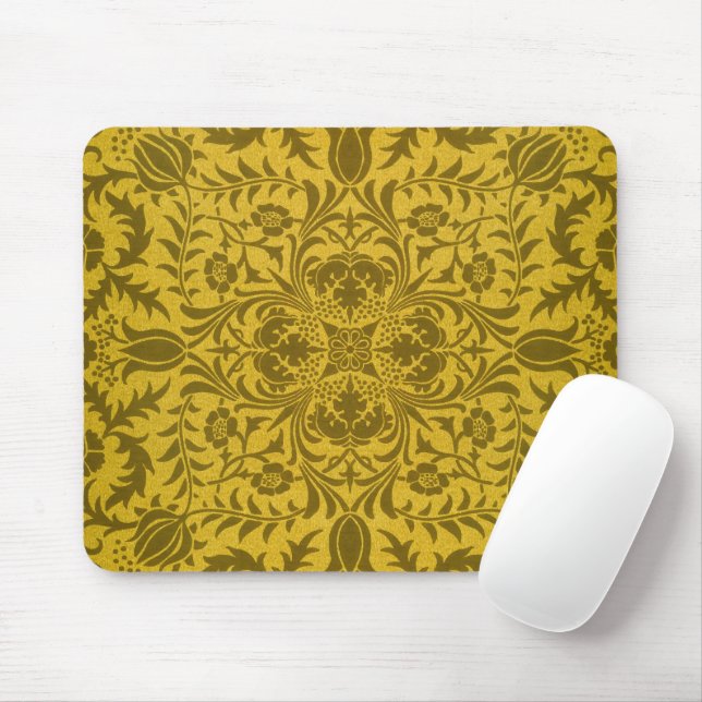 William Morris Seamless Vine Gold Yellow Pattern Mouse Pad (With Mouse)